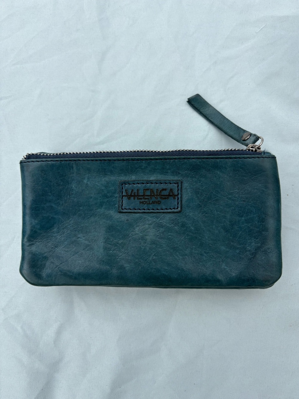 Woman’s Teal Leather Zip Wallet